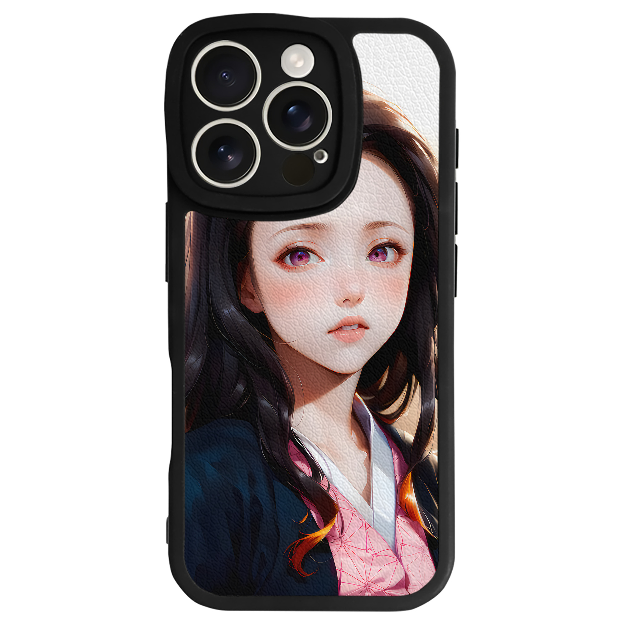 （画像用） 鬼滅の刃（きめつのやいば）竈門 禰󠄀豆子／かまど ねずこ Kamado Nezuko 【iPhone 16シリーズ対応】シリコンスマホケース（レザー調） 材質：シリコン
